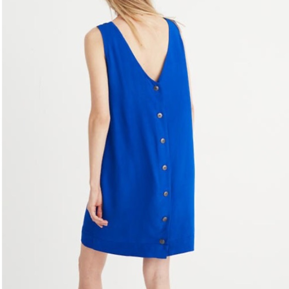 Madewell Lakeshore Blue Button Back Dress